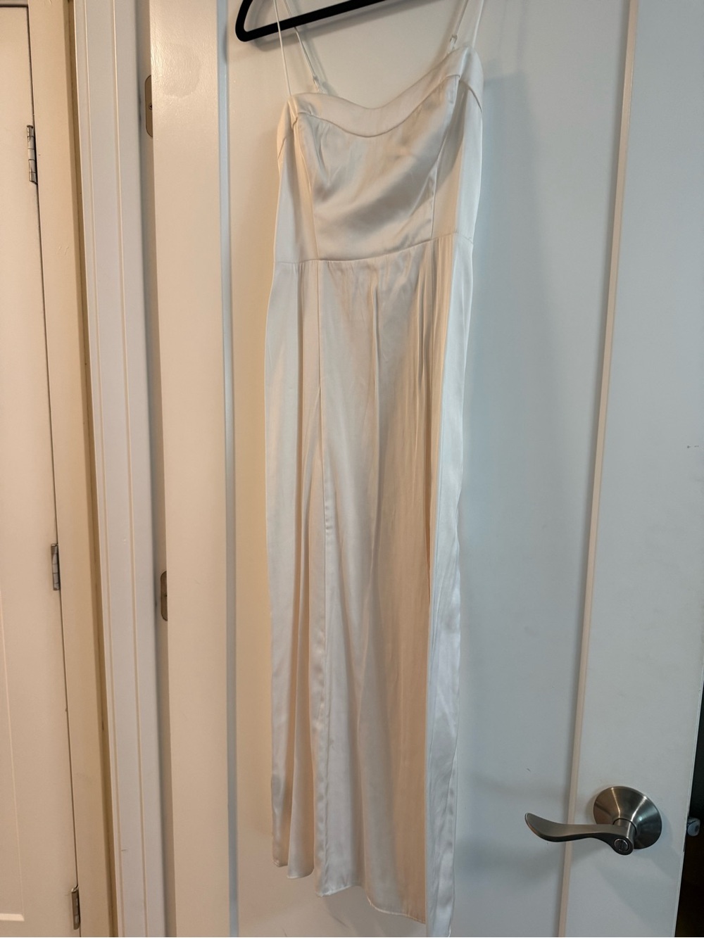 Abercrombie & Fitch Ivory Satin Slip Midi Dress